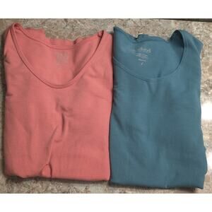 Lot of 2 MODBOD Long Sleeve Large Shirts Cotton Blend Soft Knit Made In USA